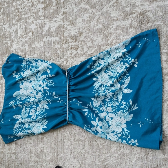 Forever 21 Floral Tassel Tie Semi-Sheer Dress Small Teal - Picture 11 of 16